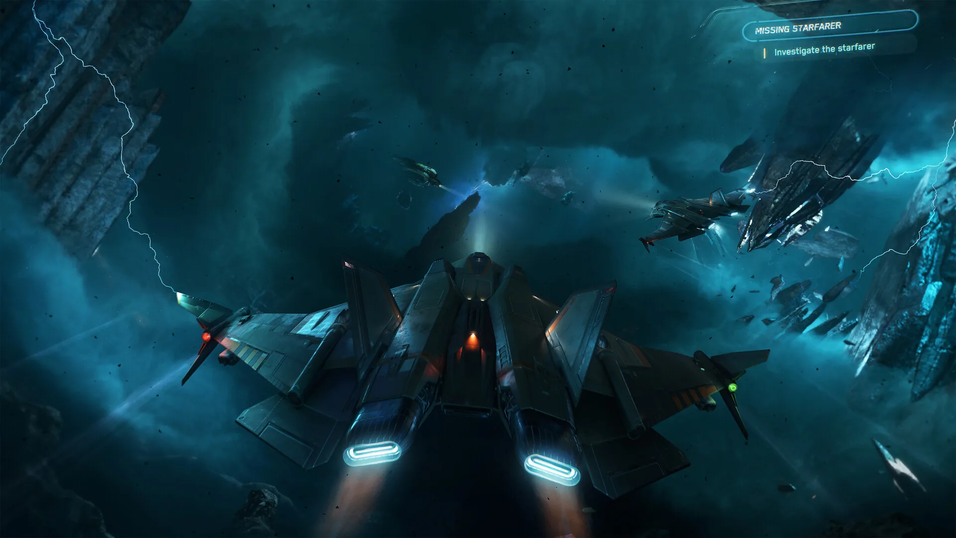 Official Squadron 42 fighter in an electrical storm screenshot